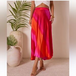 VICI Vibrant Pink and Orange Women's midi Skirt